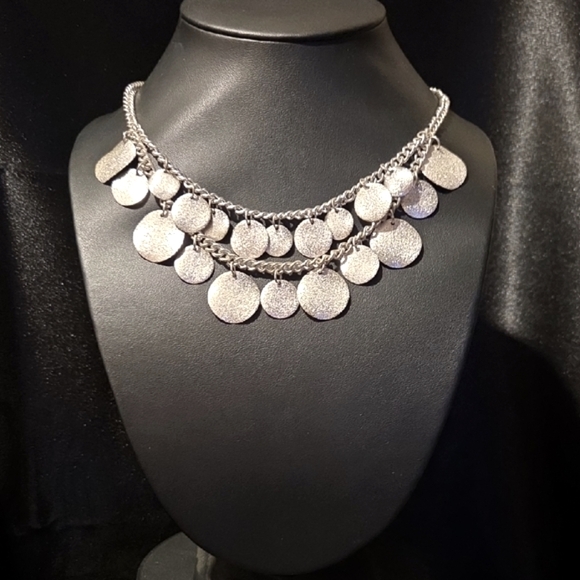 Icing Layered Shimmer Disc Necklace - Picture 1 of 5